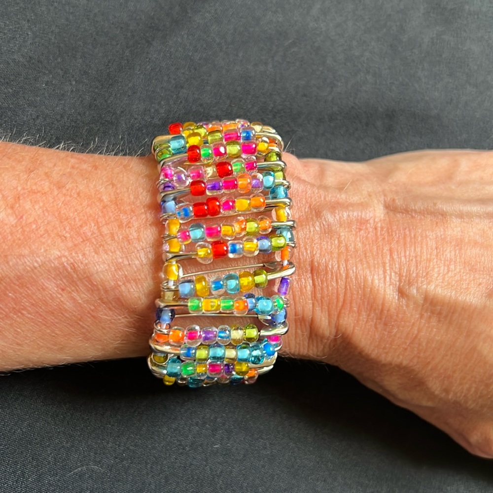 Handmade Colorful Elastic Safety Pin Bracelet